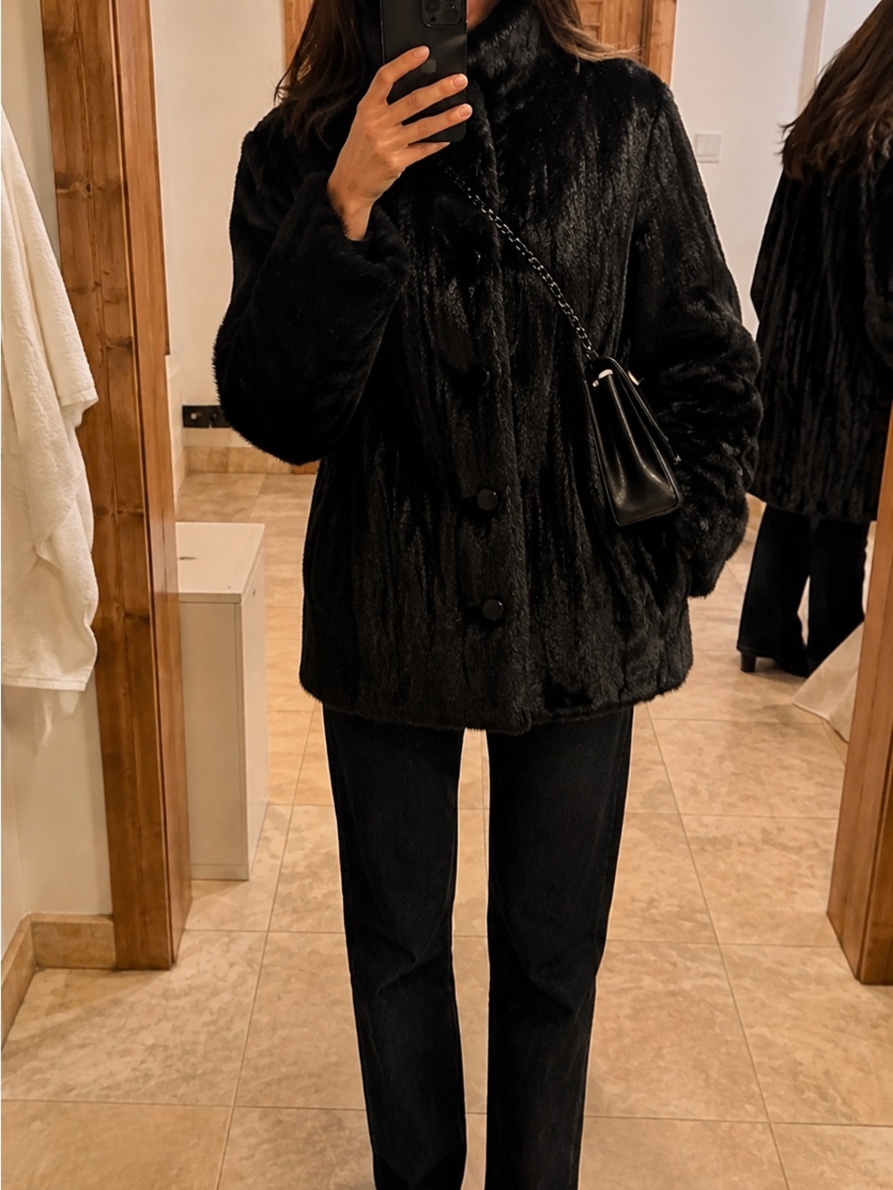 Black Faux-Fur Women's Jacket - Classic Cozy Coat